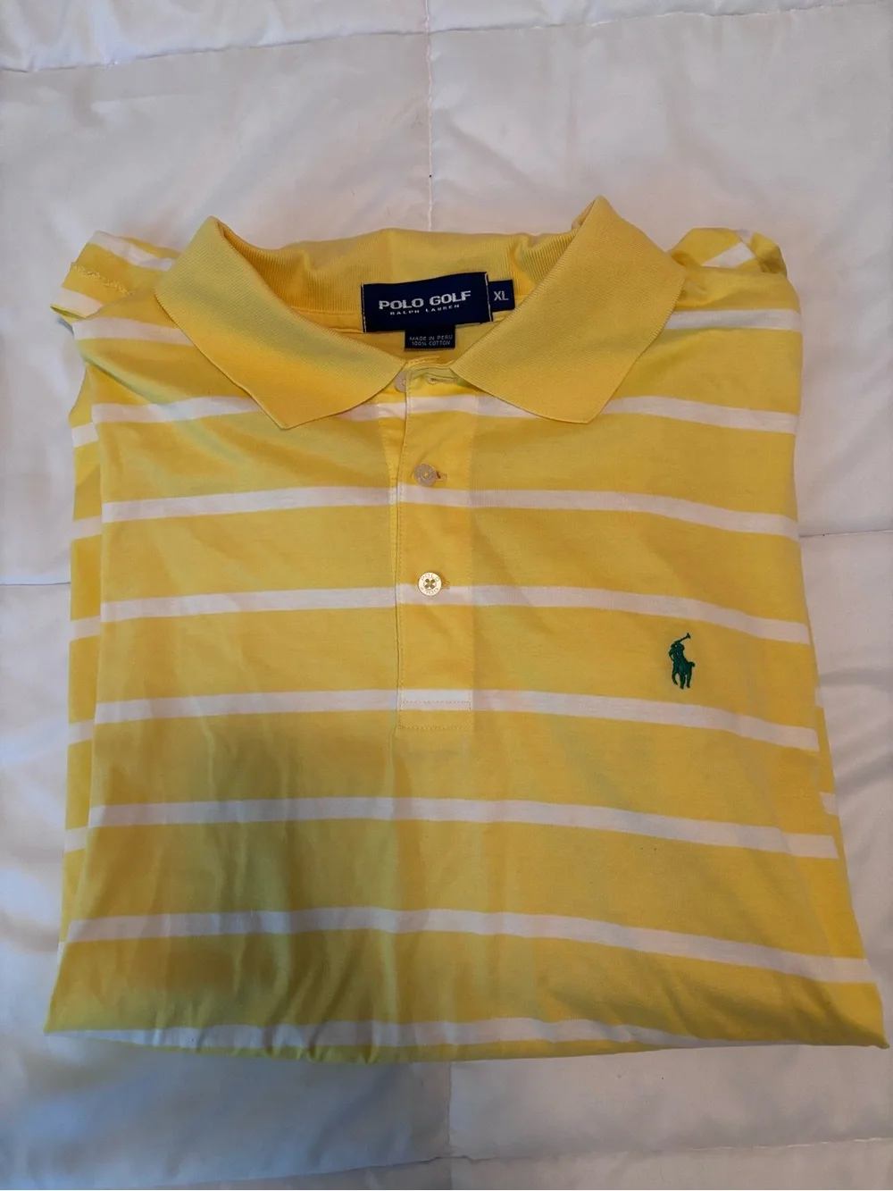 Ralph Lauren Yellow & White Striped Polo with Green Pony